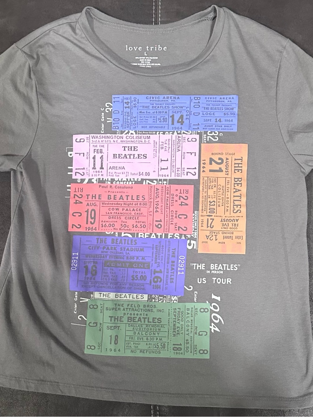 Love Tribe Gray Short-Sleeve Beatles Ticket Graphic Tee